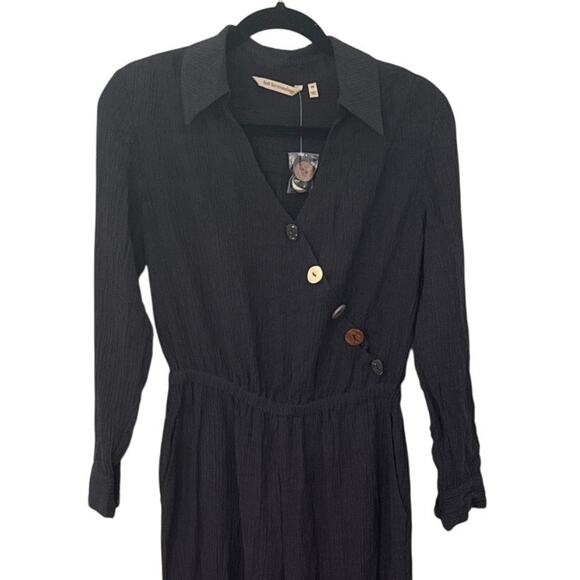 Soft Surroundings Cannes Black Crinkle Gauze Jumpsuit Petite Small - Picture 9 of 12